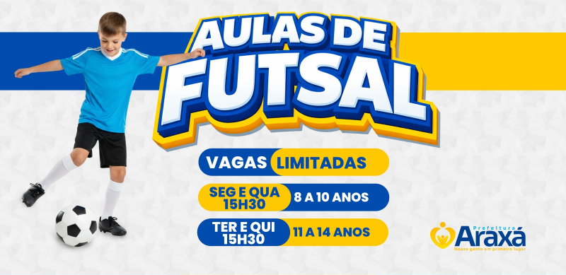  Prefeitura de Araxá abre inscrições para aulas de futsal no CRAS Bom Jesus